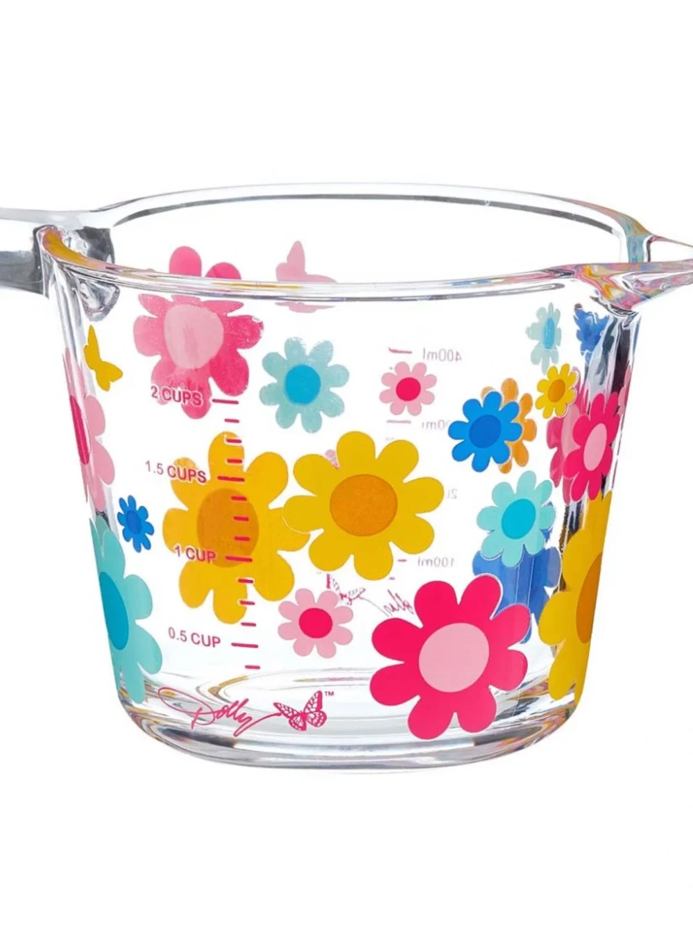 Floral Glass Measuring Cup in Pink, Yellow & Blue - Signature Collection